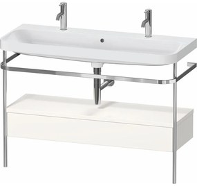 DURAVIT Happy D.2 Plus c-shaped kovový stojací podstavec s nábytkovým umývadlom s dvomi otvormi, 1 zásuvka, 1175 x 490 x 850 mm, chróm/biela vysoký lesk, HP4854O22220000