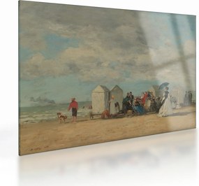 Sklenený obraz - Eugène Boudin, Beach Scene, reprodukcia (70x50 cm)