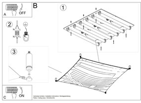 Stropné svietidlo Luna, 1x biele textilné tienidlo, (130 cm)