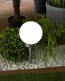 JU Solárna lampa – plastová guľa 10 cm, 
1 biela LED