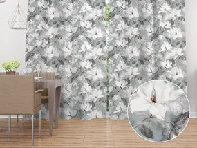 Biante Zamatový záves Tamara TMR-016 Designové kvetiny na sivozelenom 145x250 cm