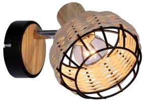 Nástenné bodové svietidlo TAJGA 1xE14/40W/230V ratan/čierna