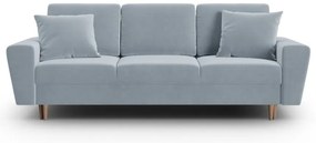 Svetlomodrá zamatová rozkladacia/s úložným priestorom pohovka 235 cm Kyoto – Cosmopolitan Design