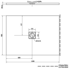 Polysan Polysan, FLEXIA sprchová vanička z liateho mramoru s možnosťou úpravy rozmeru 120x90x3cm, 72895