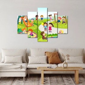 Obraz detských radovánok na pieskovisku (150x105 cm)