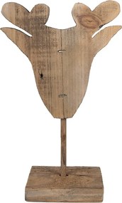 Hnedá antik drevená dekorácia hlava Jeleň na podstavci - 16*8*25 cm
