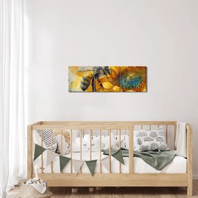 Obraz - Včielka, akvarel (s hodinami) (90x30 cm)
