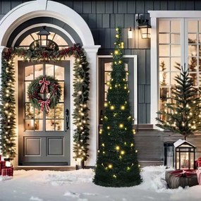 Rozkladací osvetlený umelý vianočný stromček, zelený 150 cm