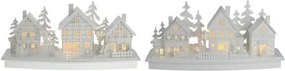 Drevená LED dekorácia Vianočná dedinka, 45 x 14 x 20 cm