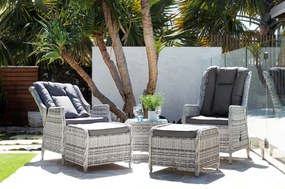 Ratanová balkónová súprava nábytku KINGSMAN svetlo-sivá s tmavosivými poduškami
