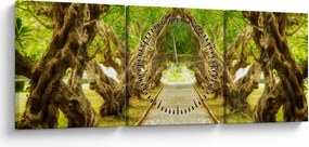 Obraz - Živý tunel z plumérií (s hodinami) (90x30 cm)