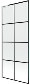 Mexen Next L, 1-krídlová vaňová zástena 80 x 150 cm, 6mm číre sklo-čierny vzor, biely profil, 895-080-000-03-77-20