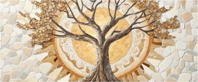 Obraz – Zlatý strom života v mozaike (120x50 cm)