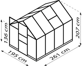 Skleník Vitavia Apollo 5000 polykarbonát 6 mm 195x261 cm hliník vr. základového rámu