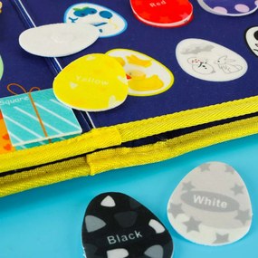 KIK Zmyslová manipulačná tabuľa Montessori s dinosaurami, modrá