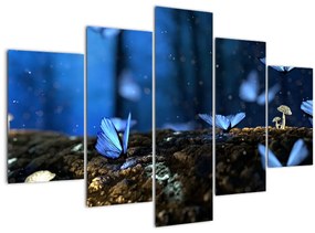 Obraz modrých motýľov (150x105 cm)
