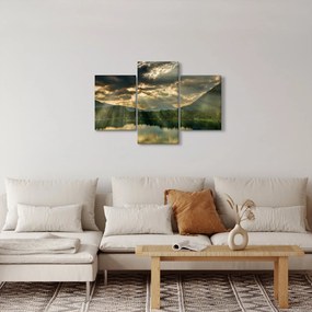 Obraz jazera s presvitajúcim slnkom (90x60 cm)