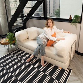 Béžová rozkladacia pohovka z textílie buklé 180 cm Bloom – TemaHome