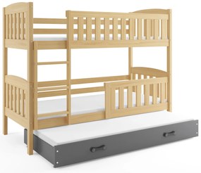 Poschodová posteľ s prístelkou KUBO 3 200x90 borovica - grafitová