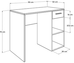 Psací stůl Cesma 90 cm bílý