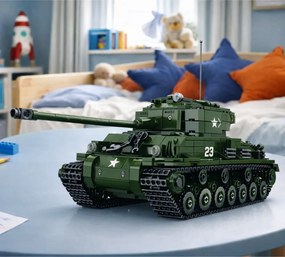 LEAN Toys Vojenský stavebný tank Sherman M4A3E8 v mierke 1:30 839 el.