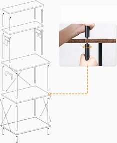Kuchyňský regál Vasagle Filo 60 cm s vestavěnými zásuvkami černý/hnědý