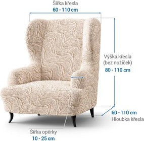 Bielastické poťahy BRILLANTE béžové kreslo ušiak (š. 60 - 110 cm)