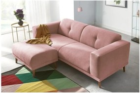 Ružová pohovka s podnožkou Bobochic Paris Luna