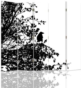 Gario Paraván Čierny vták na vetve Rozmery: 180 x 170 cm, Prevedenie: Otočný paraván 360°