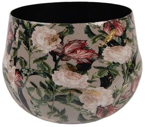 Šedá kovová dekoračná váza s kvetmi Margo - Ø 13*10 cm