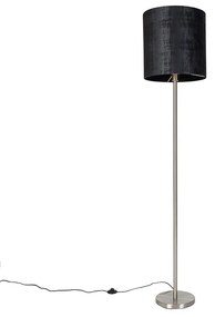Moderná stojaca lampa oceľ s tienidlom čierna 40 cm - Simplo