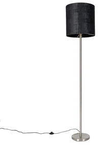 Moderná stojaca lampa oceľ s tienidlom čierna 40 cm - Simplo