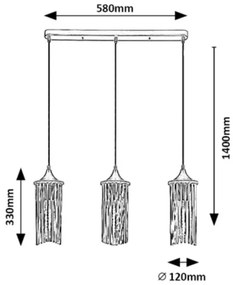 Rabalux 72153 - Luster na lanku ROXAS 3xE27/40W/230V
