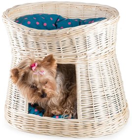 Domček pre zvieratá prútený bielený s poduškou Talon II.š. 50 x hl. 37 x v. 45(cm)poslední kus skladem