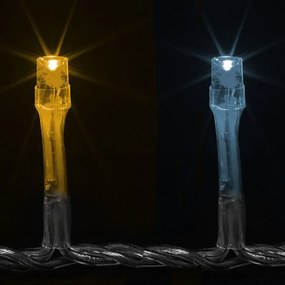 Vianočná reťaz 20 m, 200 LED, teple a studeno biela