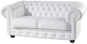 Kožená dvojsedačka Chesterfield - wenge / biela (White snow)
