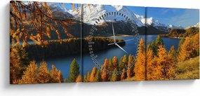Obraz - Jeseň v Alpách (s hodinami) (90x30 cm)
