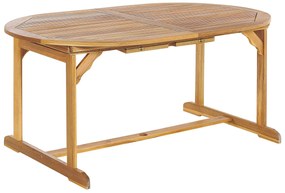 Záhradný rozkladací stôl z akáciového dreva 160/220 x 100 cm svetlé drevo MAUI Beliani