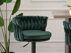Dizajnová barová otočná stolička EMILY zelená s čiernou nohou