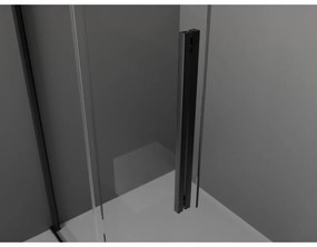 Mexen Velar, sprchová zástena s posuvnými dverami Walk-in 150 x 200 cm, 8mm sklo námraza, čierna matná, 871-150-000-33-70