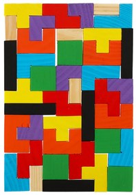 KIK Drevené puzzle tetris bloky 40el.