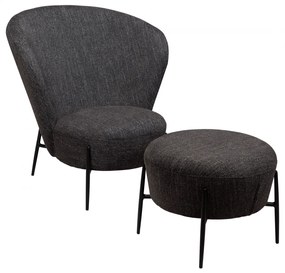 ORBIT TABURET stone bouclé/antique pewter