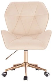 LuxuryForm DESIGN Stolička MILANO MAX VELUR na zlatej podstave s kolieskami - krémová