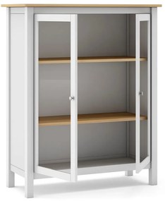 Biela/prírodná vitrína z borovicového dreva 90x110 cm Misti – Marckeric