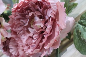 Staroružová umelá kytica pivoniek 30cm