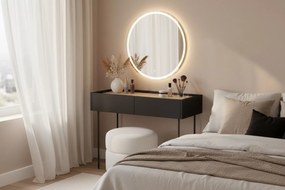 Toaletný stolík Desin 100 cm so zásuvkami a kovovými nohami - čierny mat / dub nagano