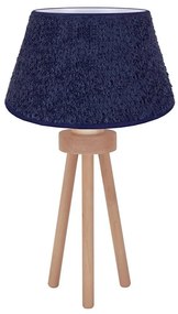 Duolla - Stolná lampa BOUCLE 1xE27/15W/230V pr. 28 cm modrá/drevo