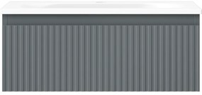 Mexen Rivel, kúpeľňová skrinka 60 cm s umývadlom Vela, 1 zásuvka, drážkovaná, grafitová matná/biela matná, 91A20-06023-1-BF66-W23M01