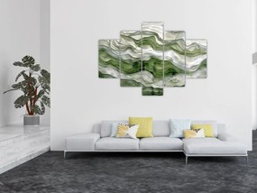 Obraz - Zelenobiele vlnky (150x105 cm)