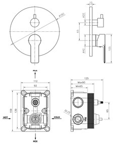 Bruckner, BARON podomietkový sprchový set s pákovou batériou, 2 výstupy, chróm, 612.142.1